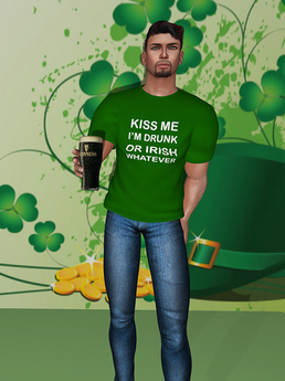 Second Life Marketplace - [Drac] Gents T-Shirt - Kiss Me I'm Drunk Or